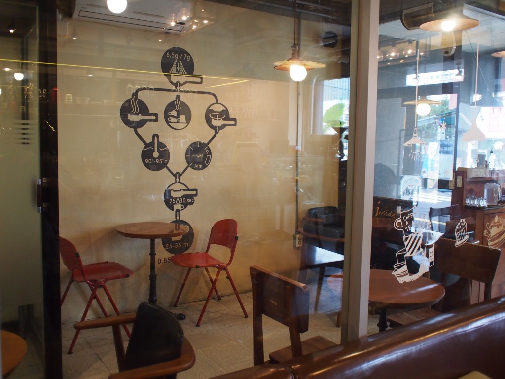 cafe insideガラスで区切られた店内